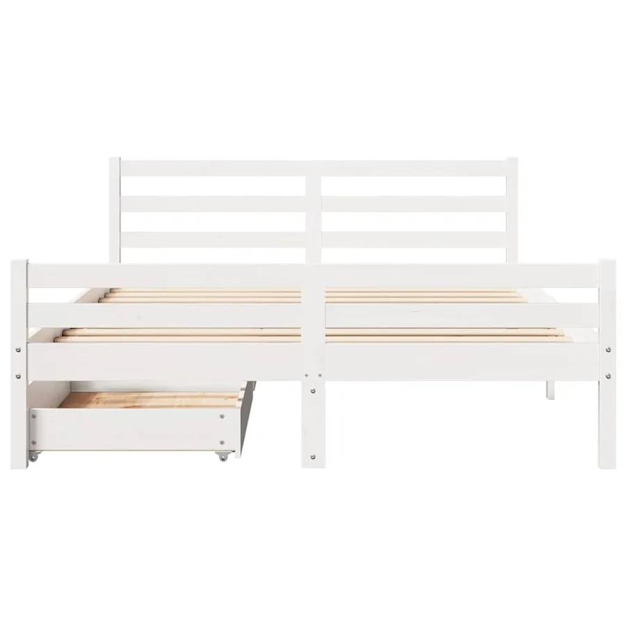 Cadre de lit sans matelas blanc 140x200 cm bois de pin massif - 4