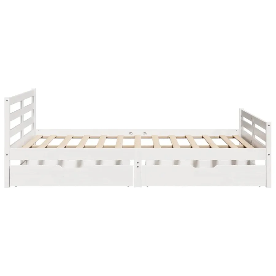 Cadre de lit sans matelas blanc 140x200 cm bois de pin massif - 5