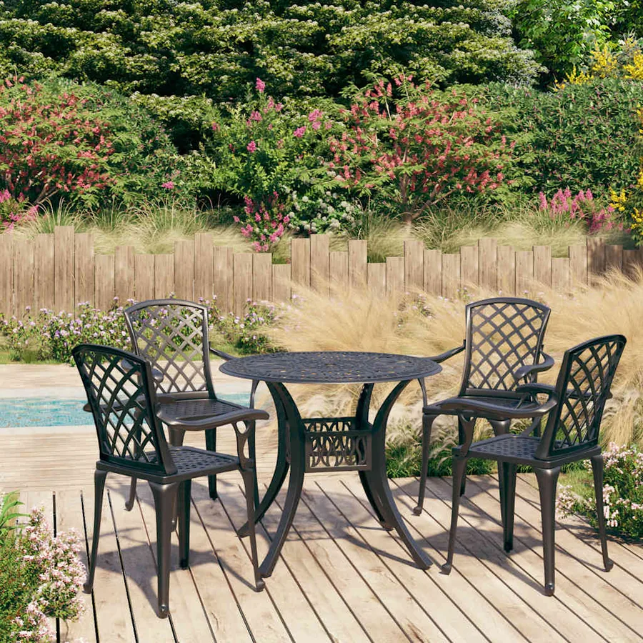 Ensemble de bistro 5 pcs Aluminium coulé Noir