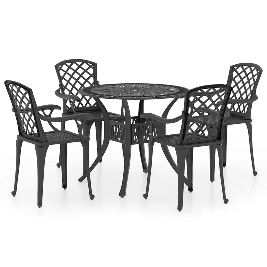 Ensemble de bistro 5 pcs Aluminium coulé Noir - 2