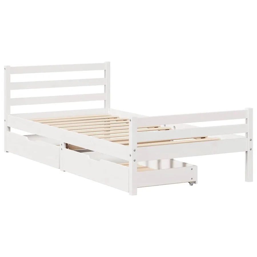 Cadre de lit sans matelas blanc 100x200 cm bois de pin massif - 3