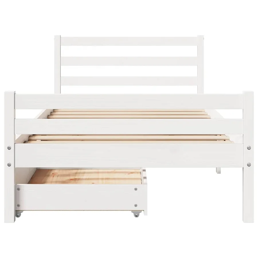 Cadre de lit sans matelas blanc 100x200 cm bois de pin massif - 4