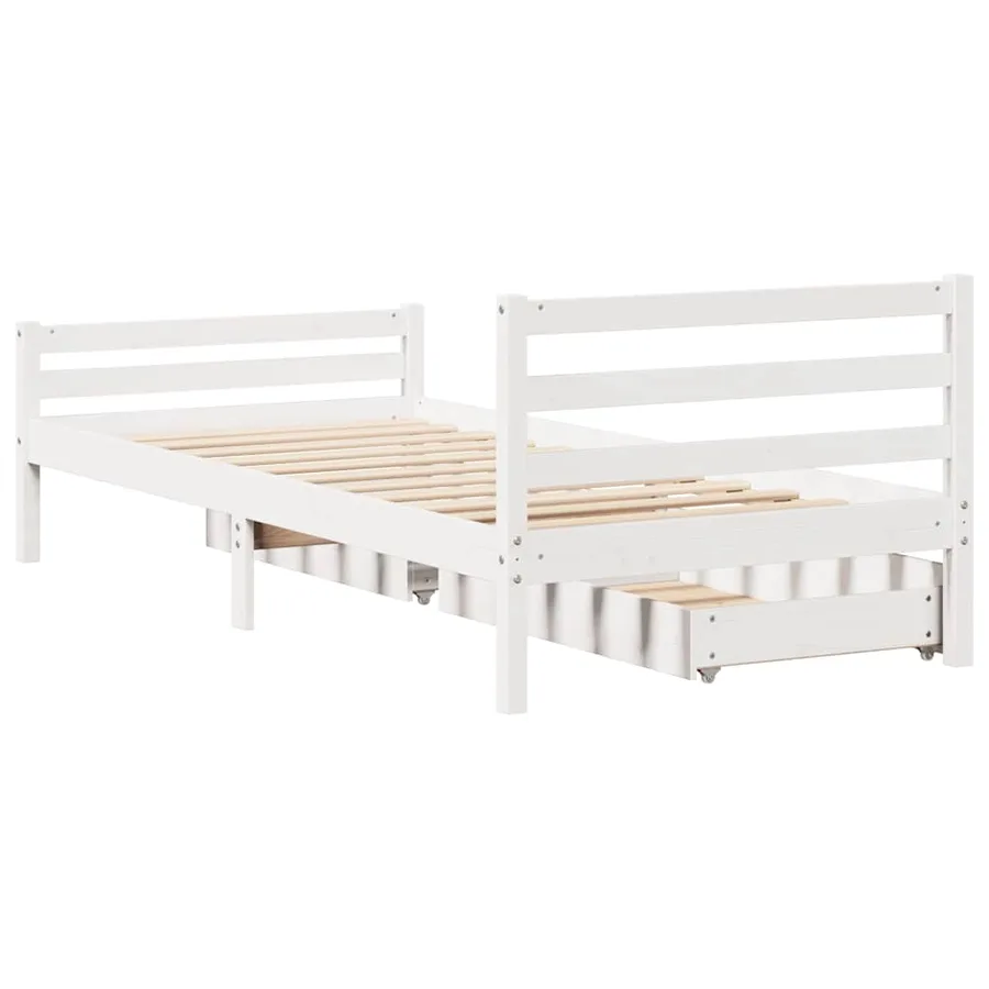Cadre de lit sans matelas blanc 100x200 cm bois de pin massif - 6