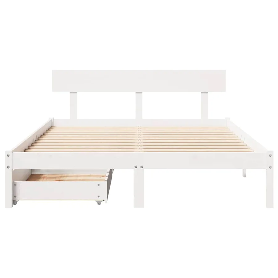 Cadre de lit sans matelas blanc 140x200 cm bois de pin massif - 4
