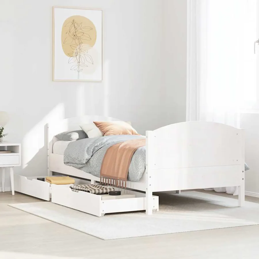 Cadre de lit sans matelas blanc 100x200 cm bois de pin massif