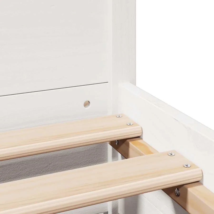 Cadre de lit sans matelas blanc 100x200 cm bois de pin massif - 10