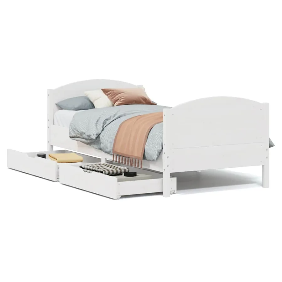 Cadre de lit sans matelas blanc 100x200 cm bois de pin massif - 2