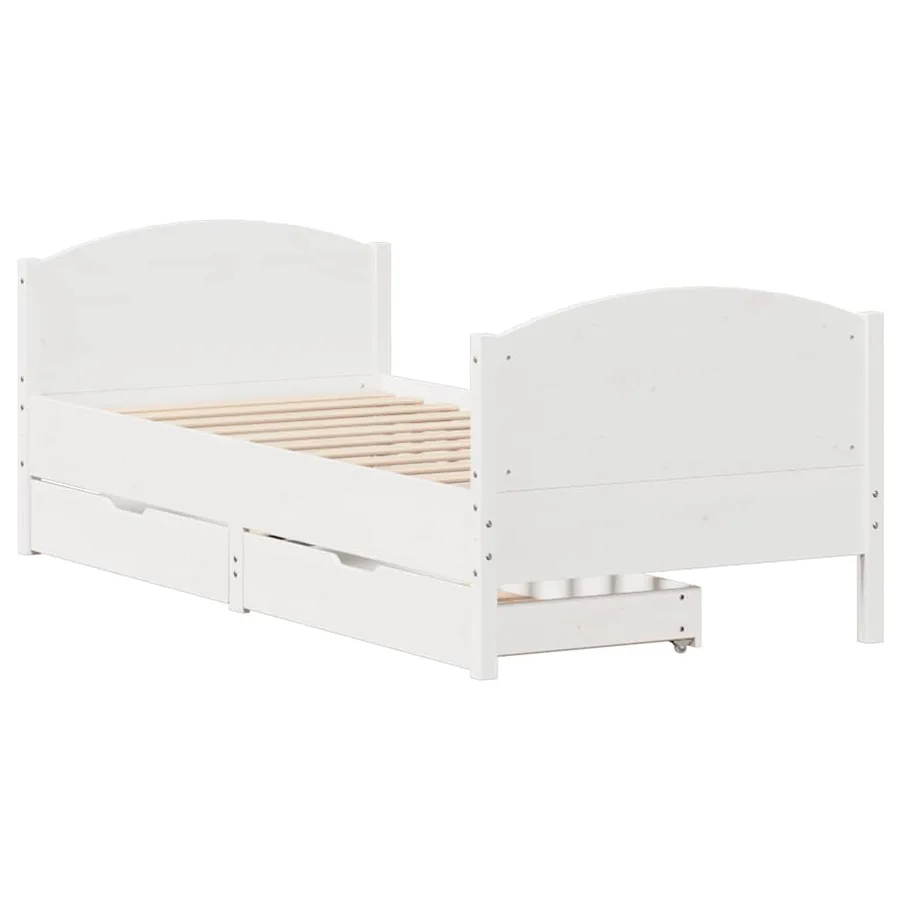 Cadre de lit sans matelas blanc 100x200 cm bois de pin massif - 3