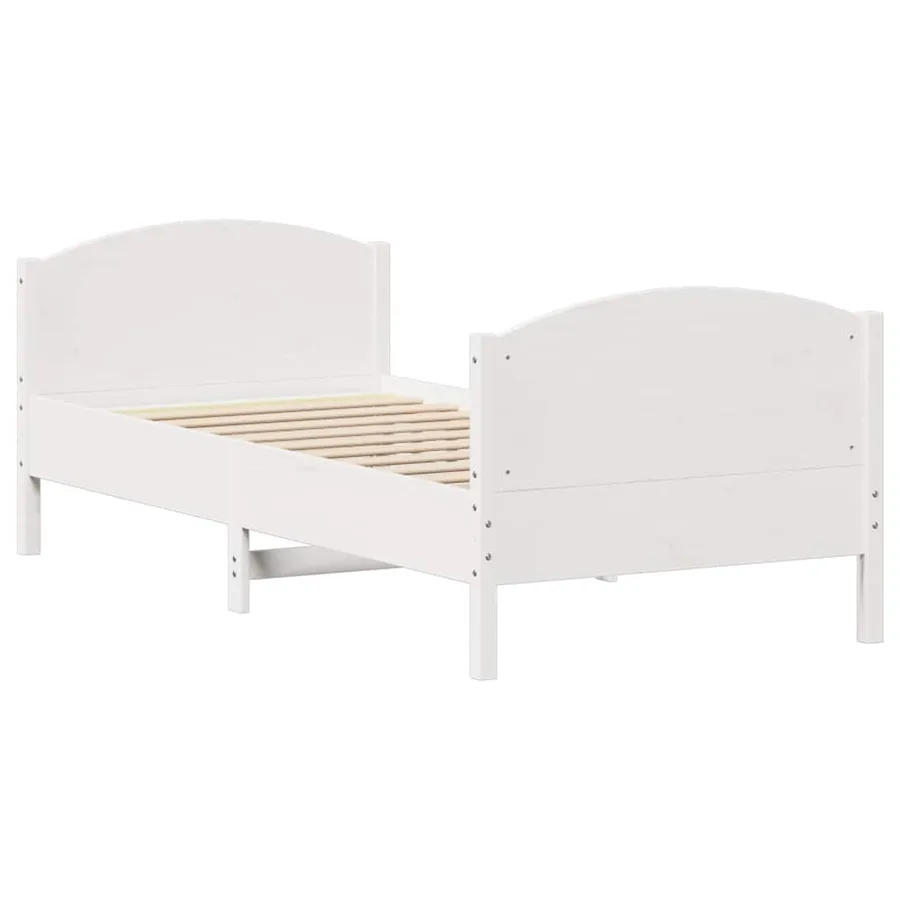 Cadre de lit sans matelas blanc 100x200 cm bois de pin massif - 5