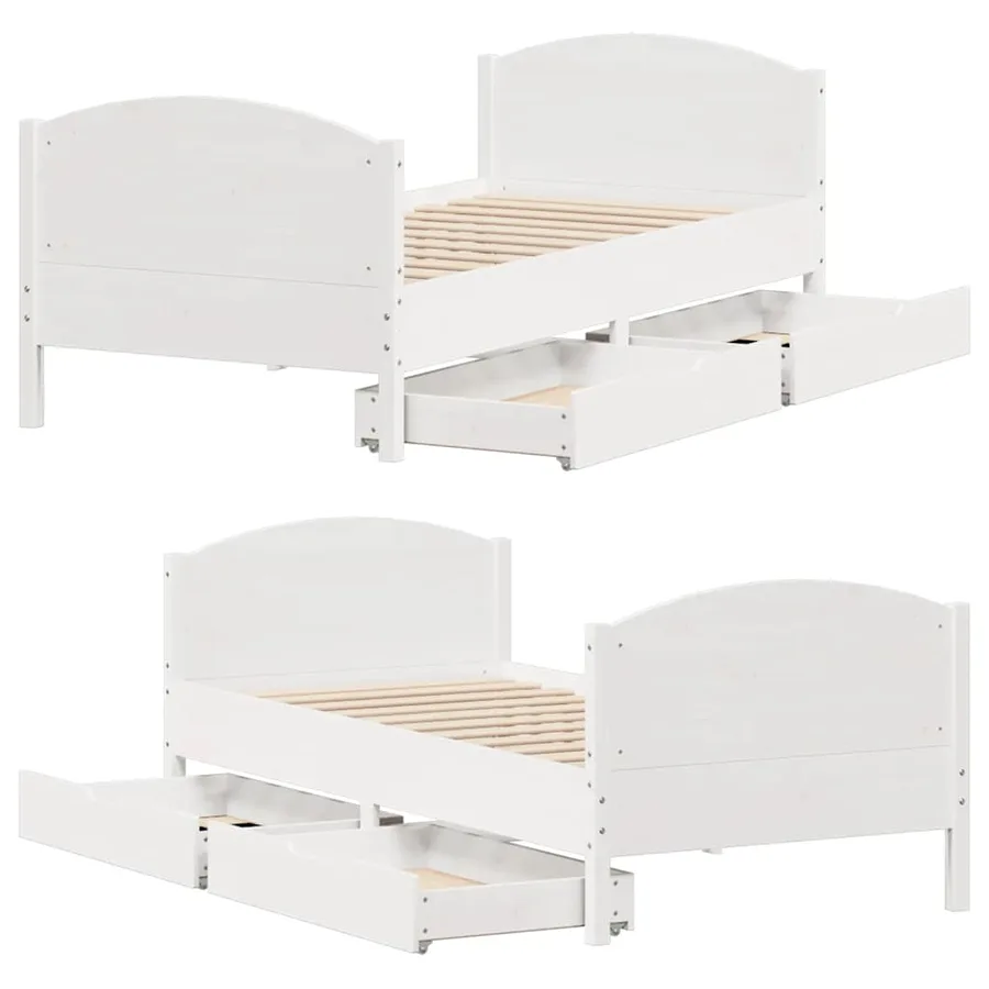 Cadre de lit sans matelas blanc 100x200 cm bois de pin massif - 9