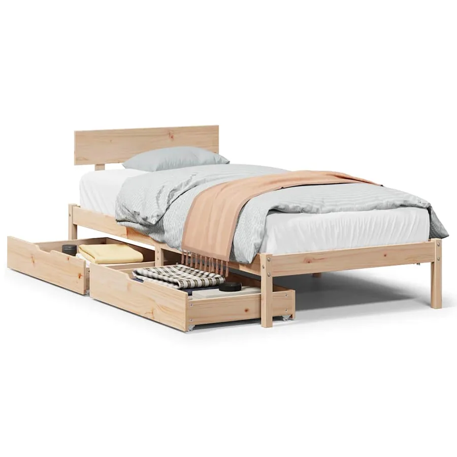 Cadre de lit sans matelas 90x200 cm bois de pin massif - 2