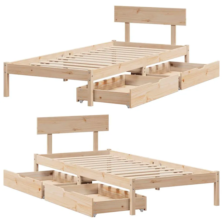 Cadre de lit sans matelas 90x200 cm bois de pin massif - 9