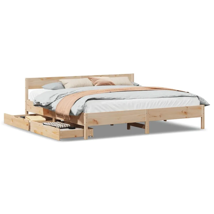 Cadre de lit sans matelas 180x200 cm bois massif de pin - 2