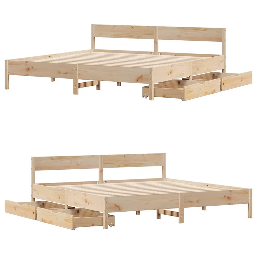 Cadre de lit sans matelas 180x200 cm bois massif de pin - 9