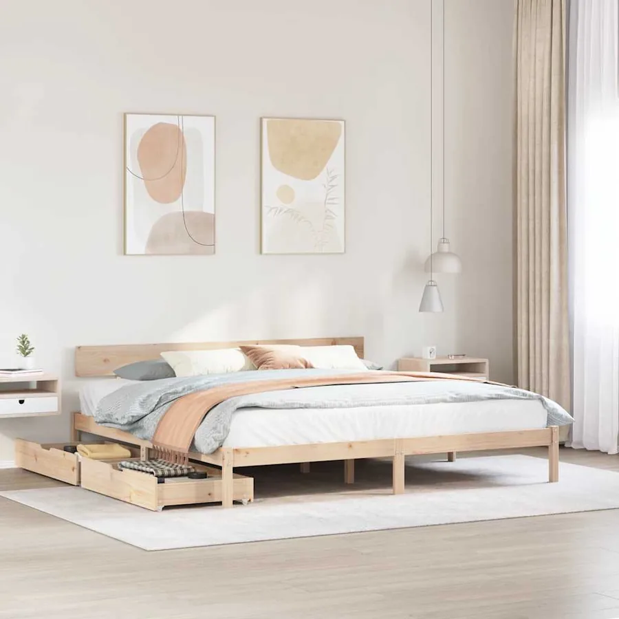 Cadre de lit sans matelas 180x200 cm bois massif de pin