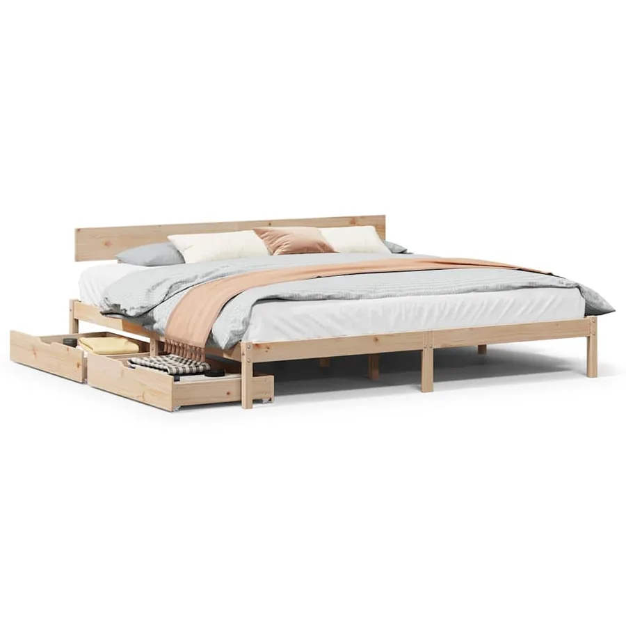 Cadre de lit sans matelas 180x200 cm bois massif de pin - 2