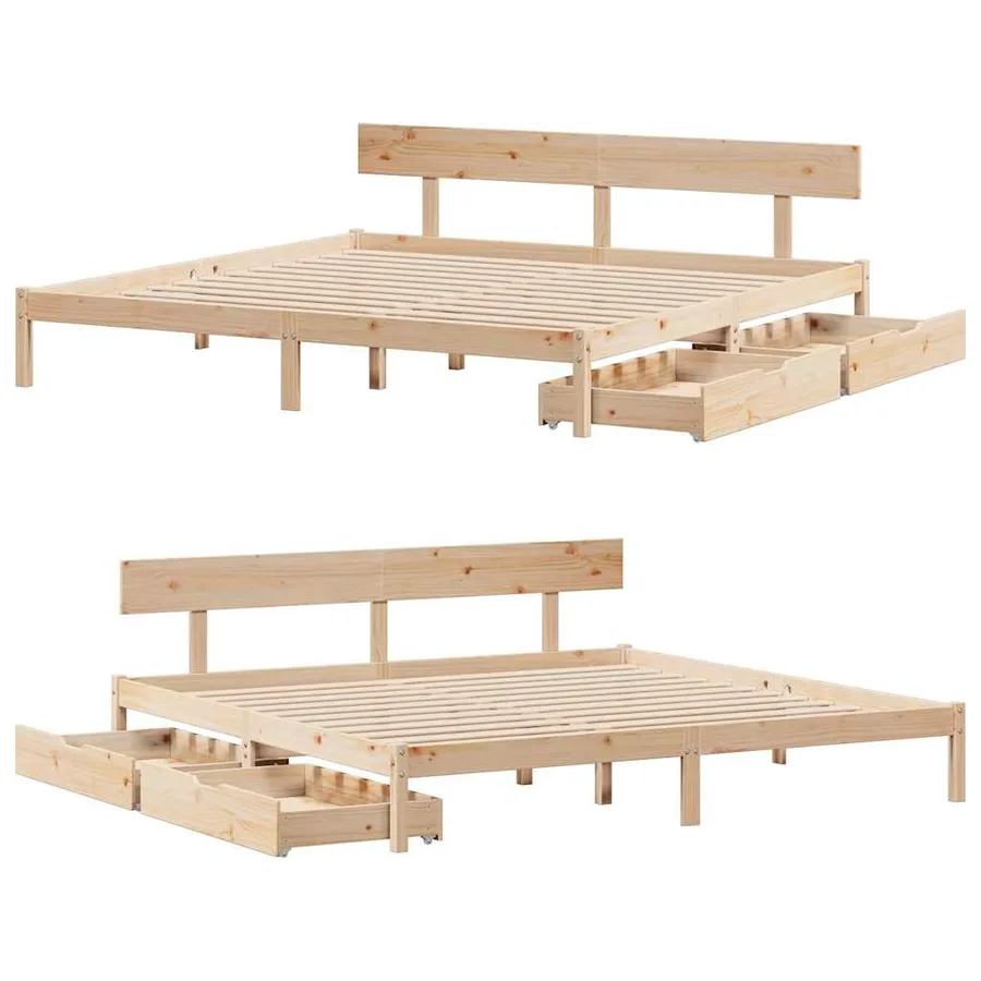 Cadre de lit sans matelas 180x200 cm bois massif de pin - 9