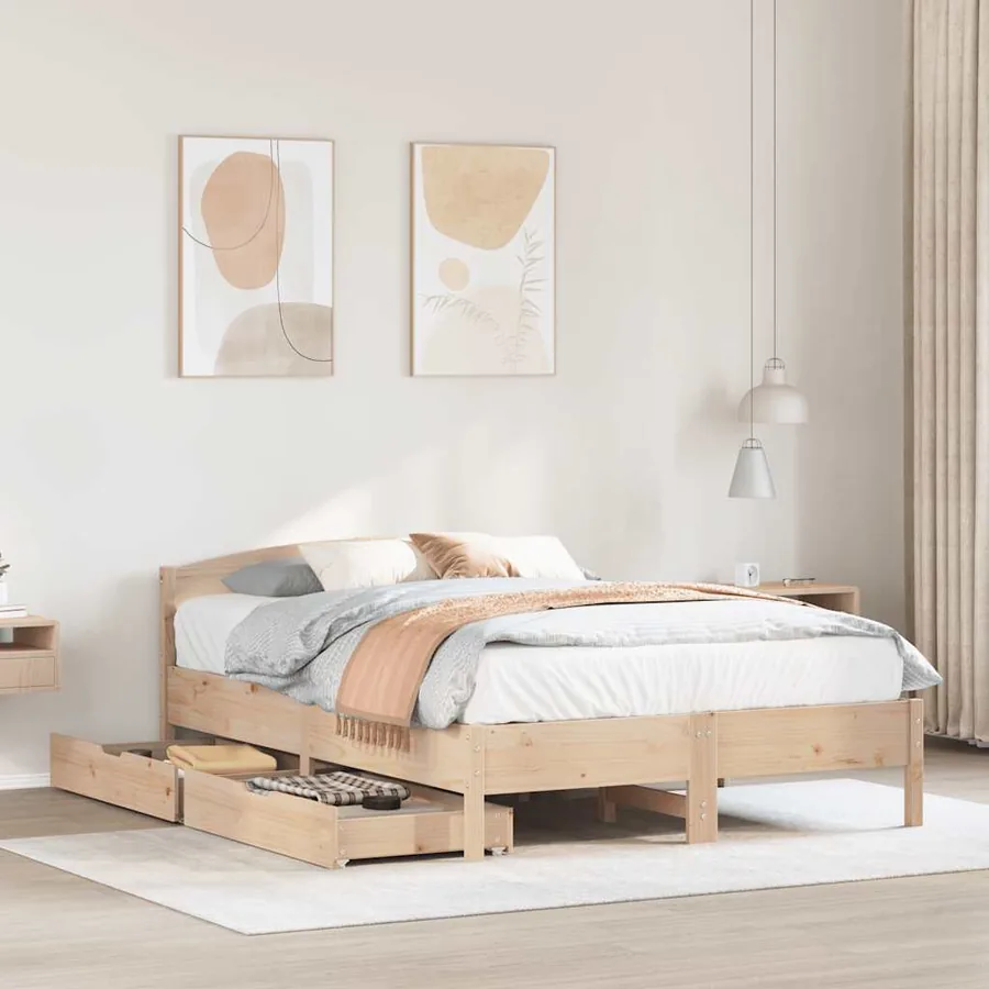 Cadre de lit sans matelas 140x200 cm bois massif de pin