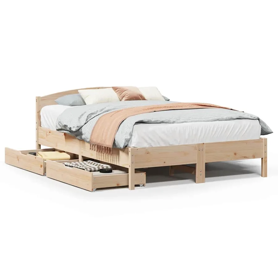 Cadre de lit sans matelas 140x200 cm bois massif de pin - 2