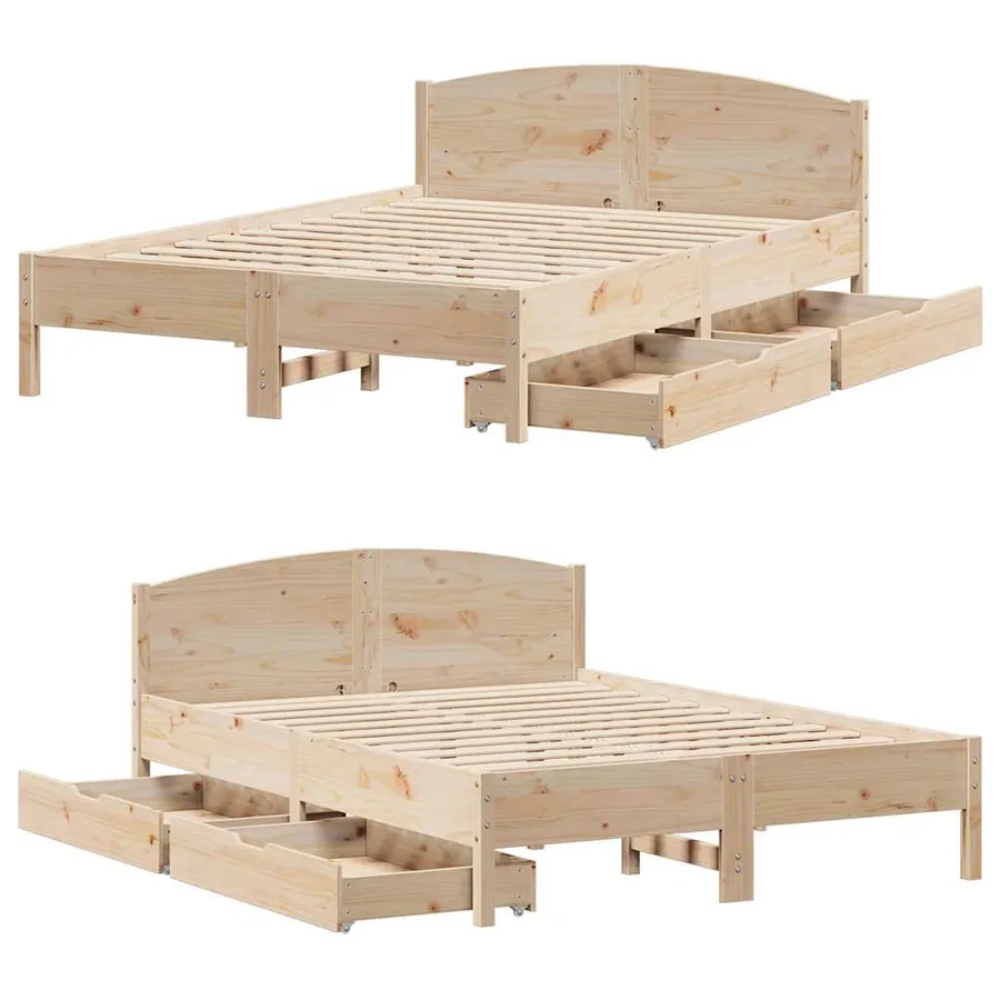 Cadre de lit sans matelas 140x200 cm bois massif de pin - 9