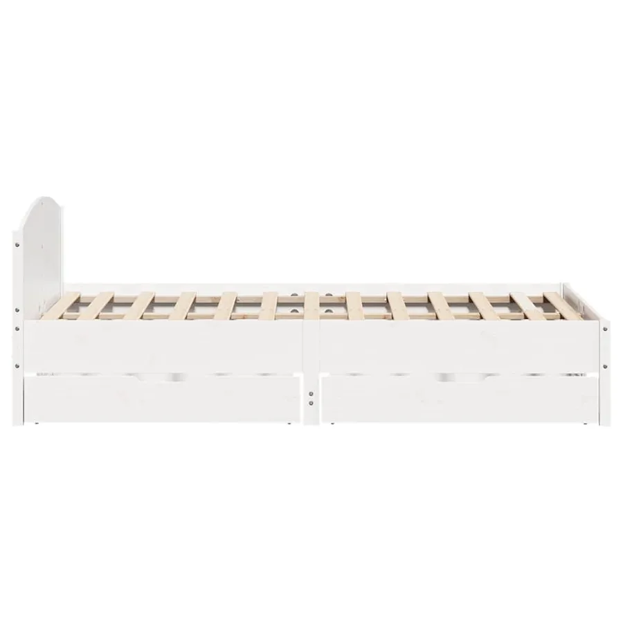 Cadre de lit sans matelas blanc 150x200 cm bois de pin massif - 7