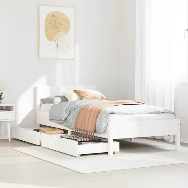 Cadre de lit sans matelas blanc 100x200 cm bois de pin massif