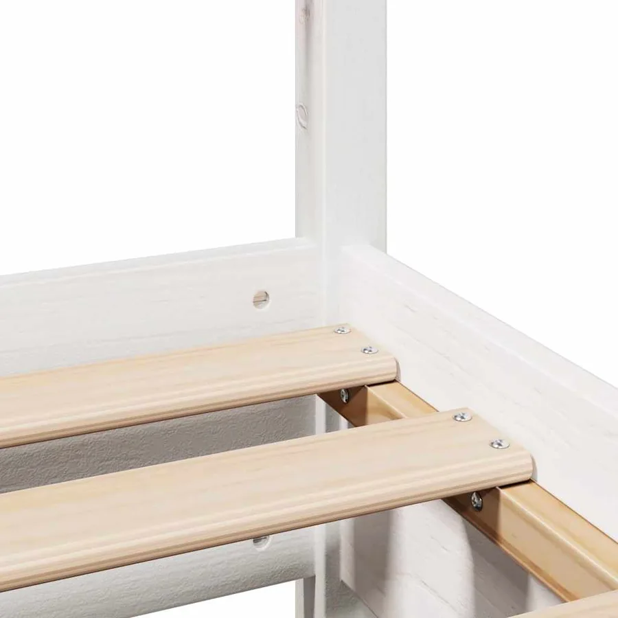 Cadre de lit sans matelas blanc 100x200 cm bois de pin massif - 10
