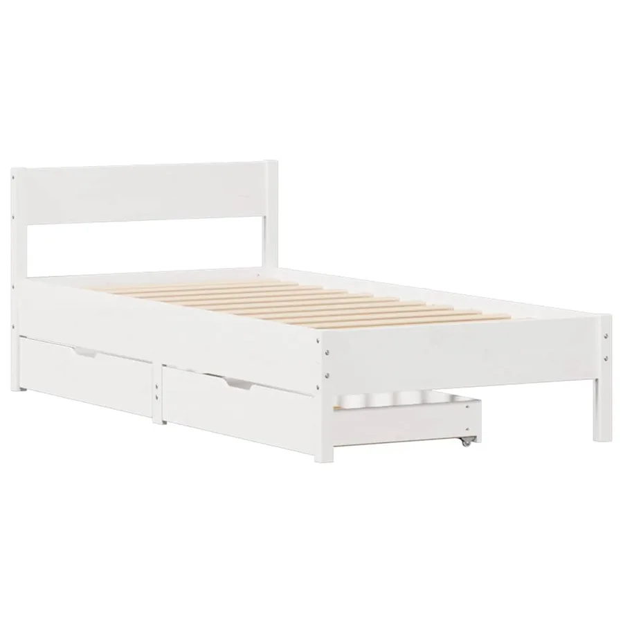 Cadre de lit sans matelas blanc 100x200 cm bois de pin massif - 3