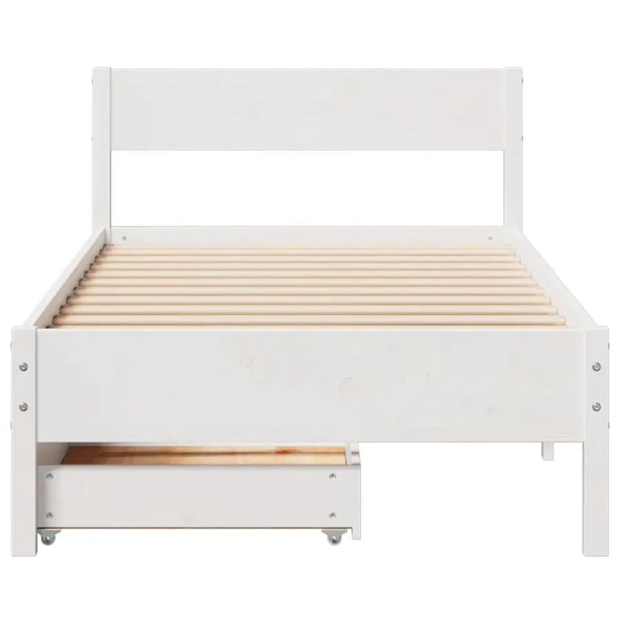 Cadre de lit sans matelas blanc 100x200 cm bois de pin massif - 4
