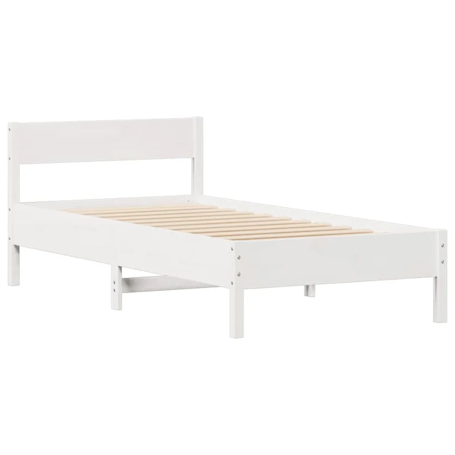 Cadre de lit sans matelas blanc 100x200 cm bois de pin massif - 5
