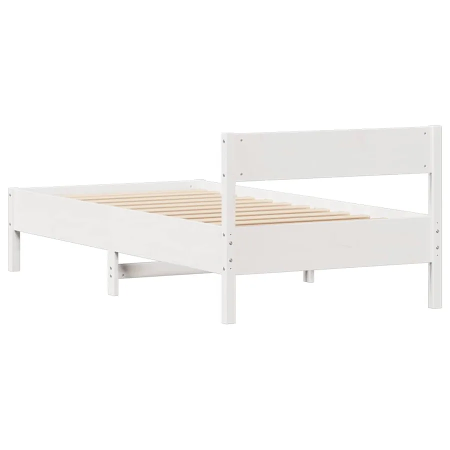 Cadre de lit sans matelas blanc 100x200 cm bois de pin massif - 8