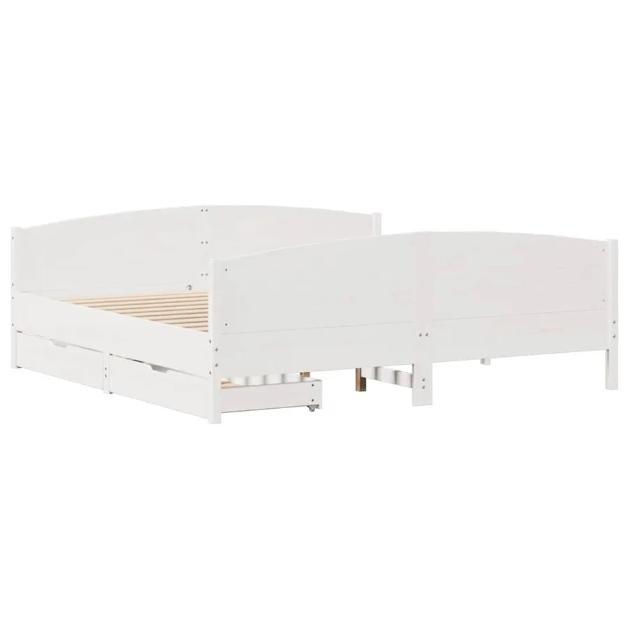 Cadre de lit sans matelas blanc 180x200 cm bois massif de pin - 3