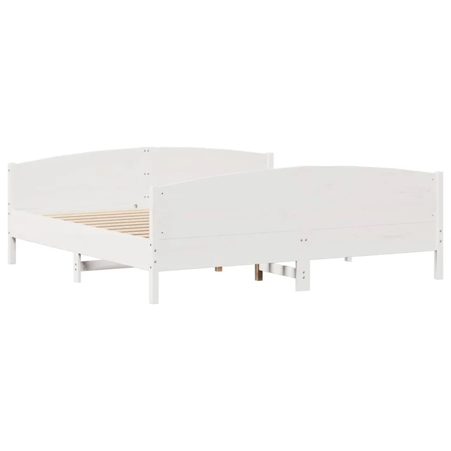 Cadre de lit sans matelas blanc 180x200 cm bois massif de pin - 5
