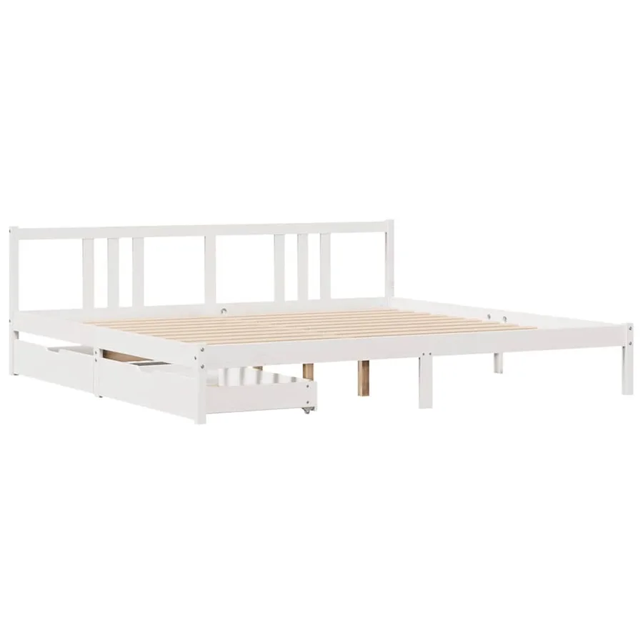 Cadre de lit sans matelas blanc 200x200 cm bois massif de pin - 3