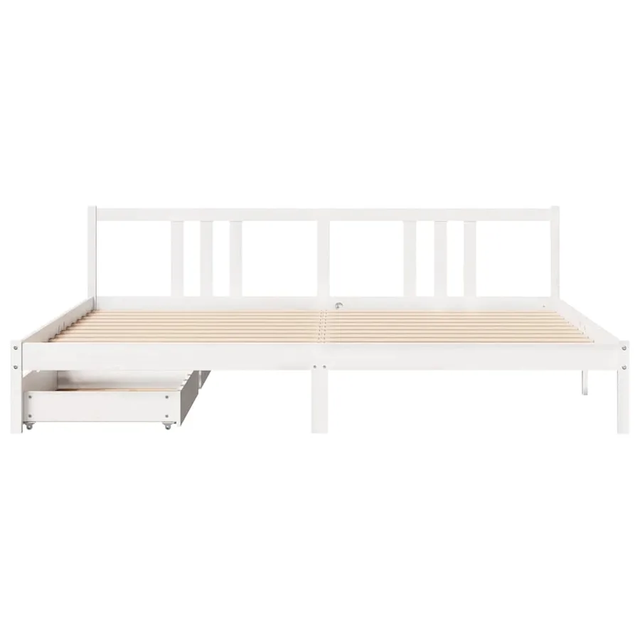 Cadre de lit sans matelas blanc 200x200 cm bois massif de pin - 4
