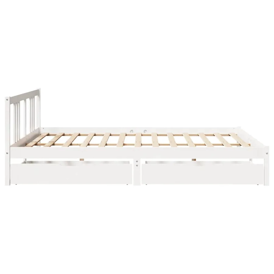Cadre de lit sans matelas blanc 200x200 cm bois massif de pin - 5