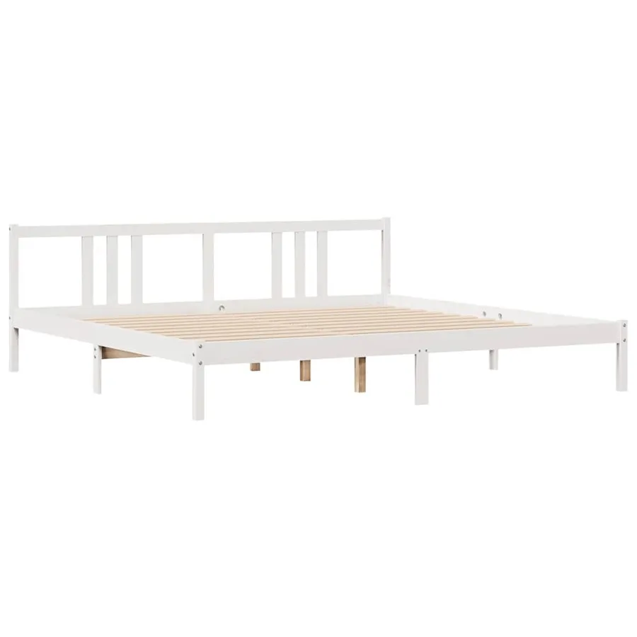 Cadre de lit sans matelas blanc 200x200 cm bois massif de pin - 7