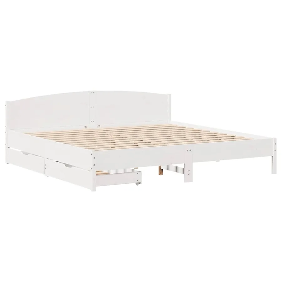 Cadre de lit sans matelas blanc 180x200 cm bois massif de pin - 3