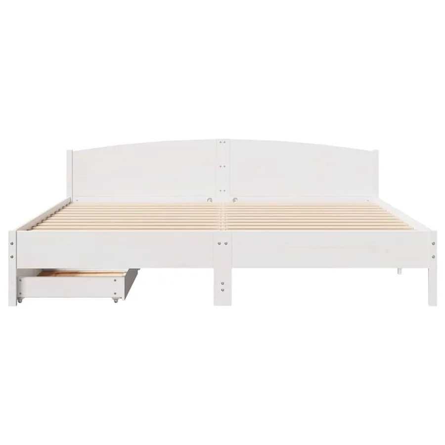 Cadre de lit sans matelas blanc 180x200 cm bois massif de pin - 4