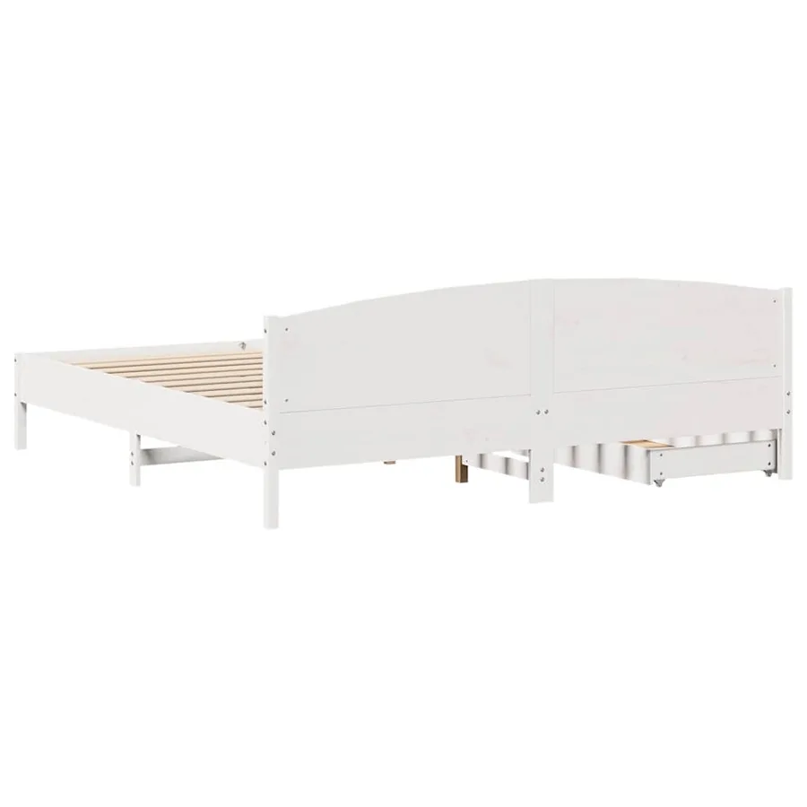Cadre de lit sans matelas blanc 180x200 cm bois massif de pin - 8