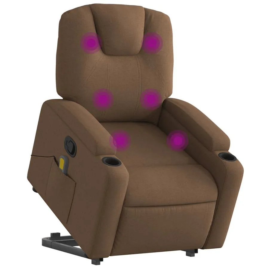 Fauteuil inclinable de massage électrique Marron Tissu - 3