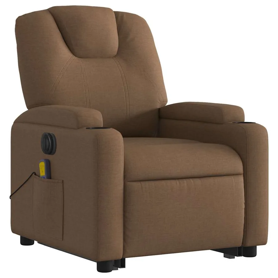 Fauteuil inclinable de massage électrique Marron Tissu - 4
