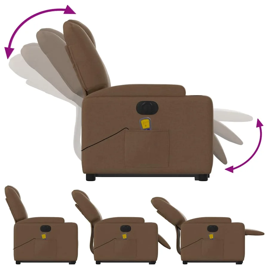 Fauteuil inclinable de massage électrique Marron Tissu - 7