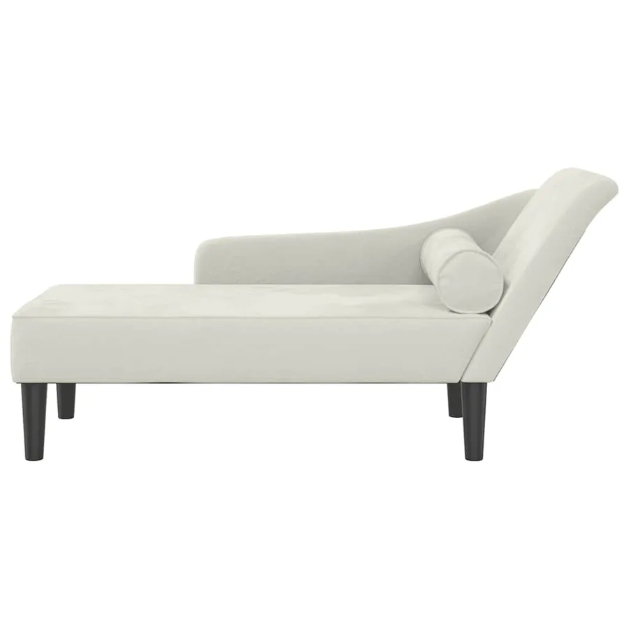Chaise longue avec coussins crème velours - 3