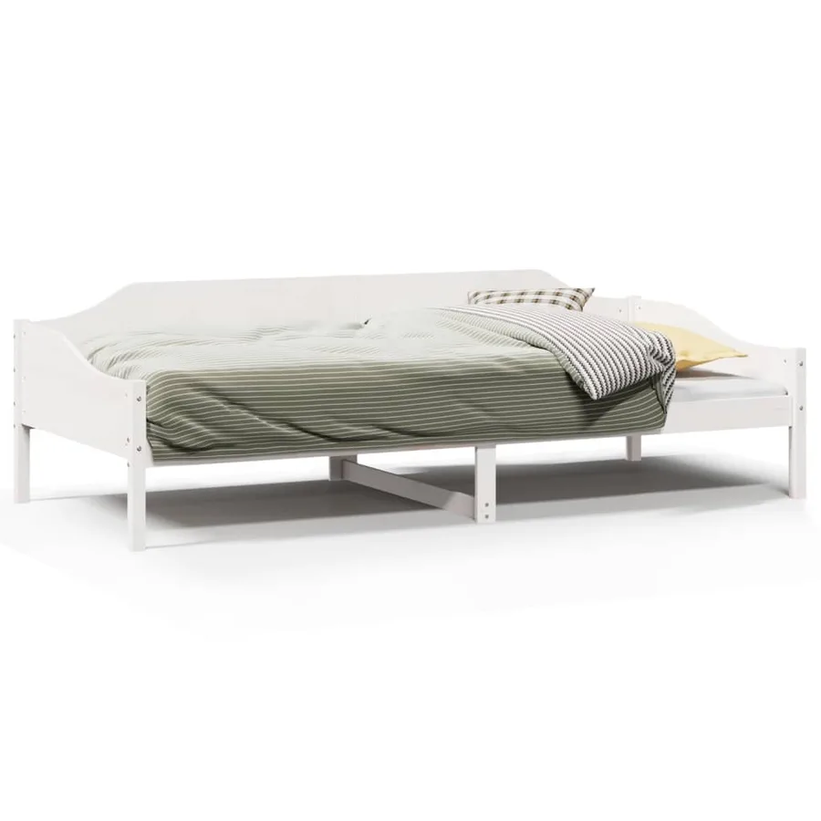 Cadre de lit sans matelas blanc 90x200 cm bois de pin massif - 2