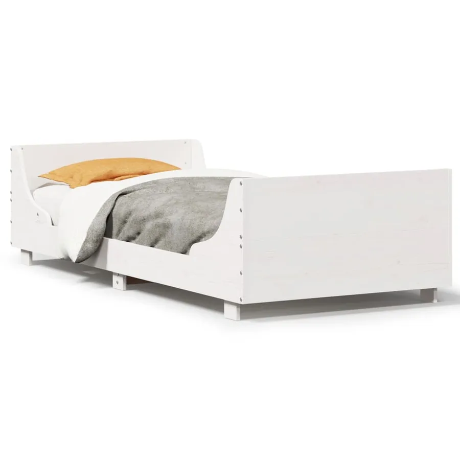 Cadre de lit sans matelas blanc 90x200 cm bois de pin massif - 2