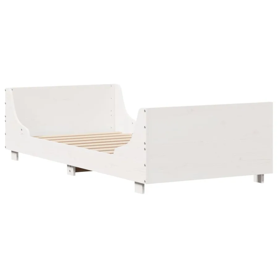 Cadre de lit sans matelas blanc 90x200 cm bois de pin massif - 3