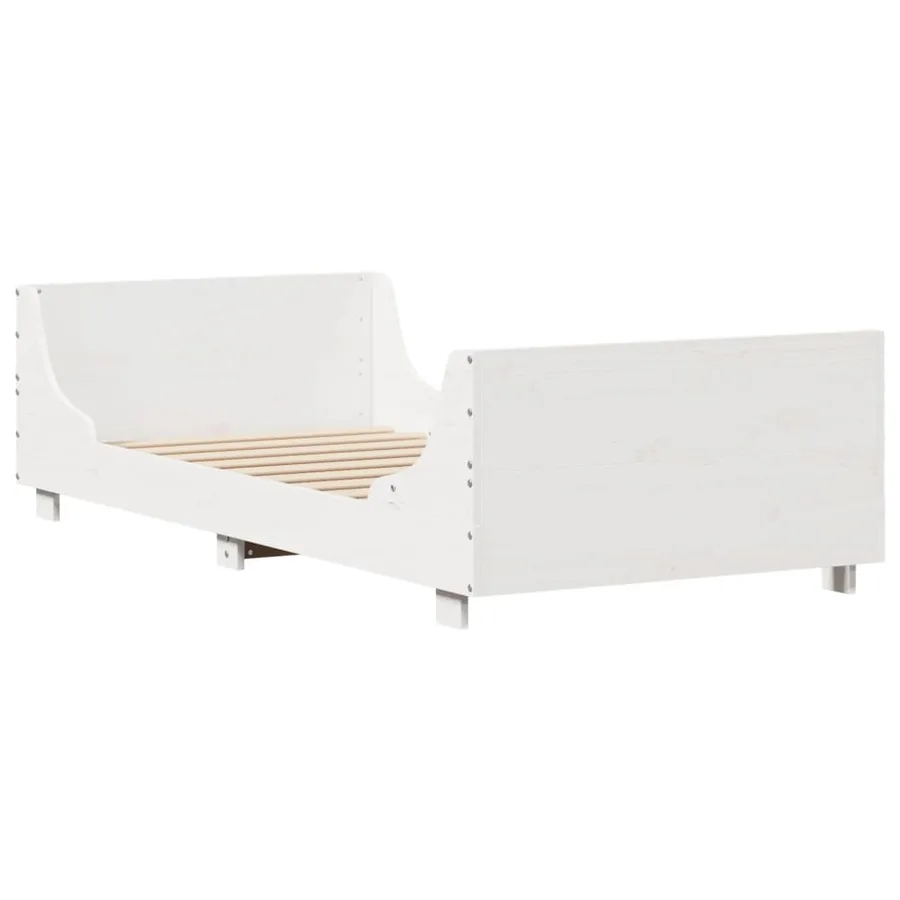 Cadre de lit sans matelas blanc 90x200 cm bois de pin massif - 6