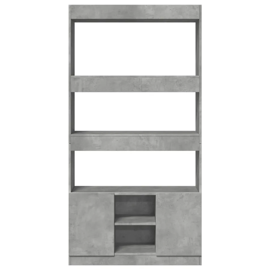 Buffet haut gris béton 92x33x180 cm bois d'ingénierie - 5