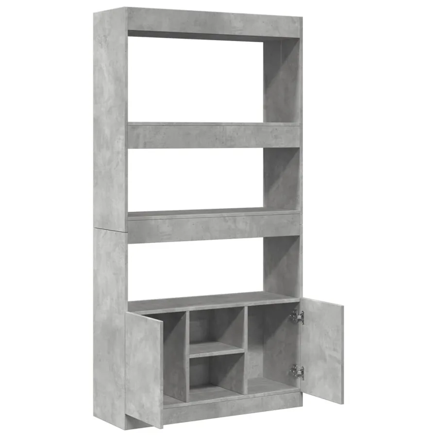 Buffet haut gris béton 92x33x180 cm bois d'ingénierie - 8